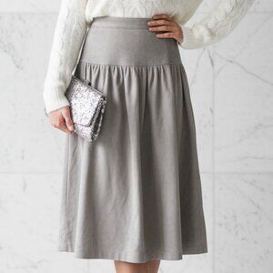 Vintage Leo Chevalier Suede Drop Waist Midi Skirt Light Grey Size S